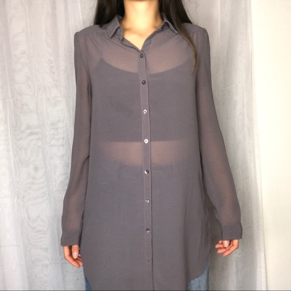 Frenchi Tops - SOLD Frenchi sheer button up blouse